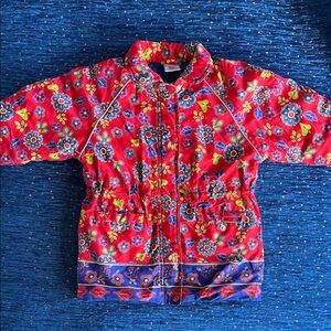 Hanna Andersson Floral Red Kids Jacket w/ 2 snap pockets
